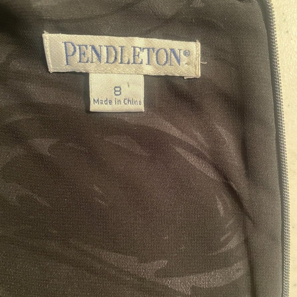 Pendleton Womens Dress Silk Size 8 Black Blue Short Sleeve Abstract Floral Rose - Picture 7 of 12